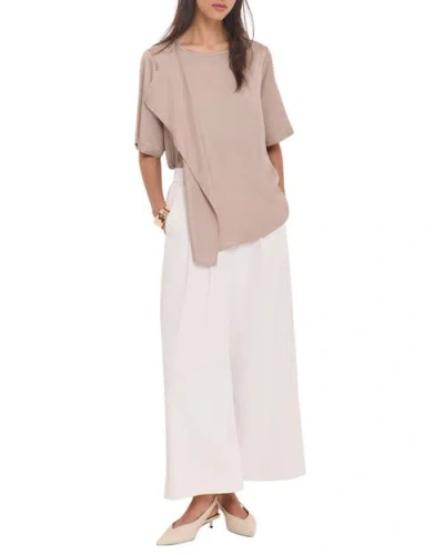 Mint Velvet Satin Ruffle Front Top In Brown