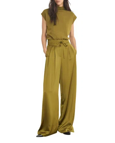 Mint Velvet Satin Wide Leg Trousers In Green