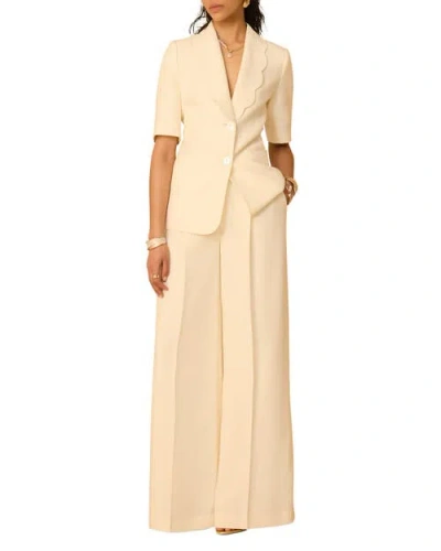 Mint Velvet Scallop Front Short Sleeve Blazer In Neutral