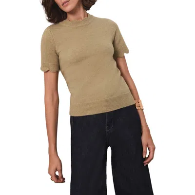 Mint Velvet Scallop Trim Knit Top In Green