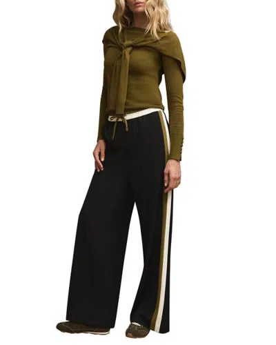 Mint Velvet Side Stripe Tie Waist Wide Trousers In Black