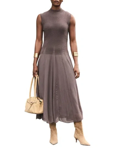 Mint Velvet Sleeveless Knit Midi Dress In Gray