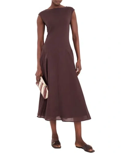 Mint Velvet Sleeveless Midi Dress In Brown