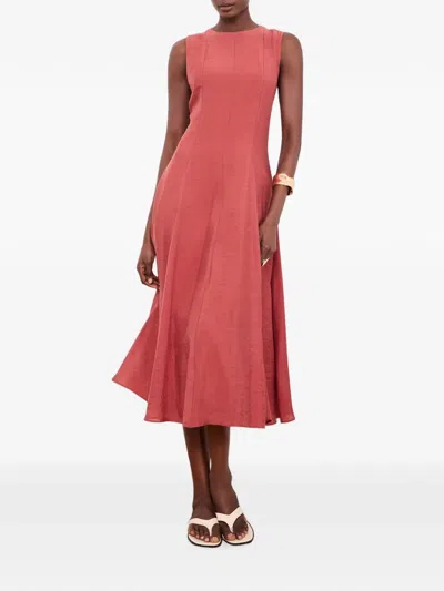 Mint Velvet Sleeveless Panelled Midi Dress In Red