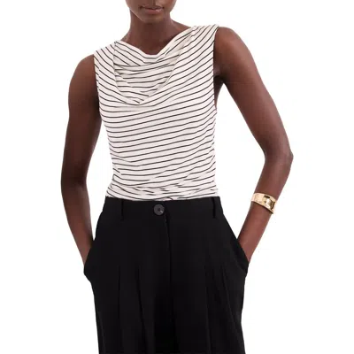 Mint Velvet Stripe Cowl Neck Top In White