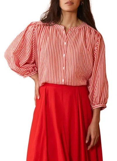 Mint Velvet Striped Batwing Blouse In Red