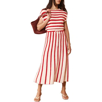Mint Velvet Striped Knit Midi Dress In Multi