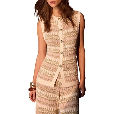 Mint Velvet Striped Knit Waistcoat In Neutral