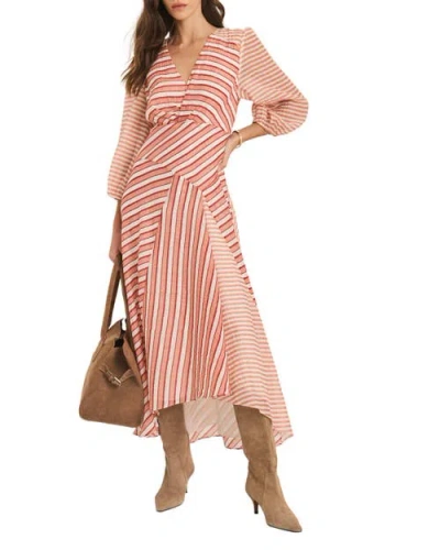 Mint Velvet Striped Panelled Midi Dress In Red