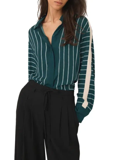 Mint Velvet Striped Shirt In Green