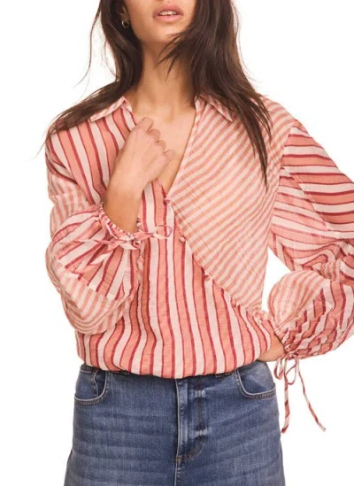 Mint Velvet Striped Wrap Shirt In Pink