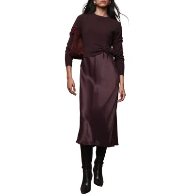 Mint Velvet Sweater Layered Slip Dress In Purple