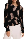 Mint Velvet Velvet Feather Print Top In Black