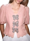 Mint Velvet Velvet Scallop Trim Top In Pink