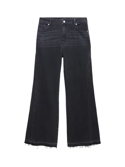 Mint Velvet Washed Relaxed Flared Jeans In Black