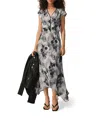 Mint Velvet Abstract Print Midi Dress In Gray