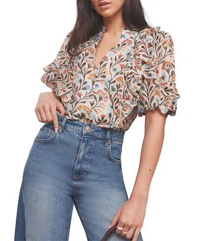 Mint Velvet Allover Floral Ruffle Blouse In Multi
