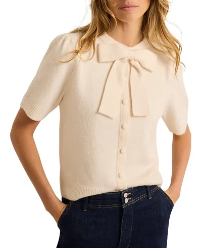 Mint Velvet Women's Bow Detail Knit Top In Gray