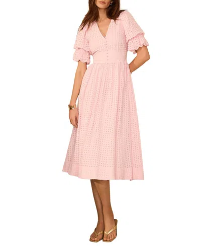 Mint Velvet Checked Midi Dress In Pink