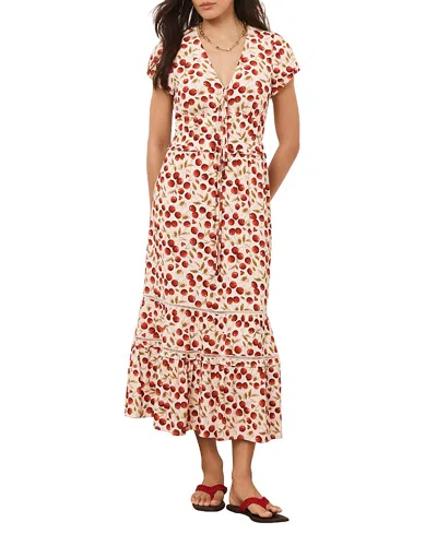 Mint Velvet Cherry Print Midi Dress In Multi