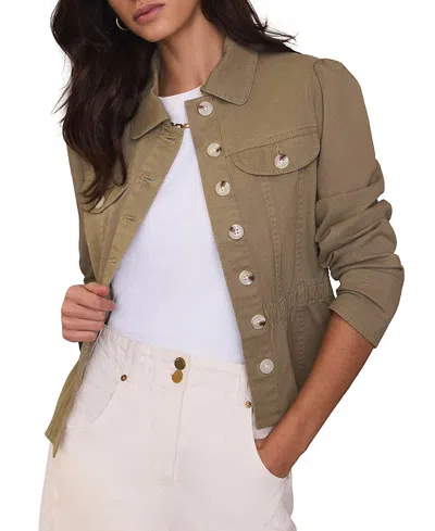 Mint Velvet Collared Peplum Jacket In Green