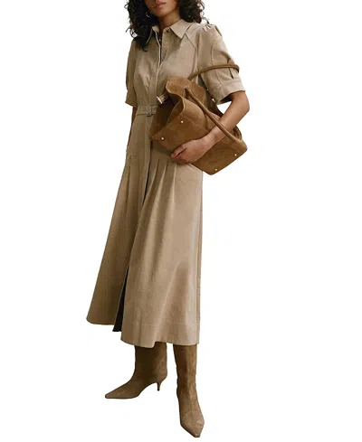 Mint Velvet Women's Corduroy Belted Midi Dress In Gray