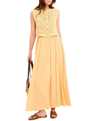 Mint Velvet Cotton Blend Crochet Maxi Dress In Yellow