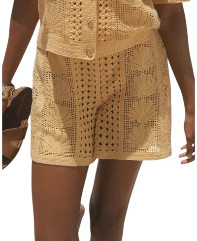 Mint Velvet Cotton Blend Crochet Shorts In Brown