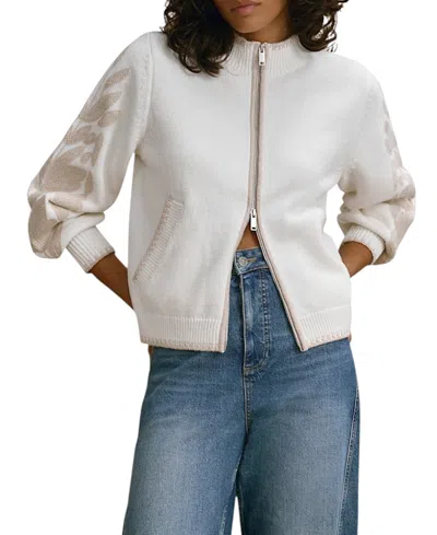 Mint Velvet Cotton Blend Embroidered Cardigan In Neutral