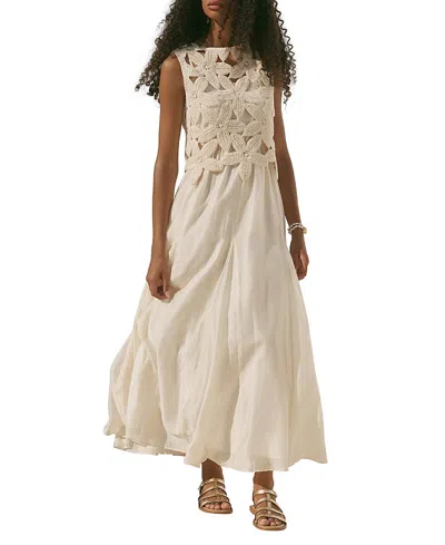 Mint Velvet Cotton Blend Sleeveless Crochet Maxi Dress In Neutral