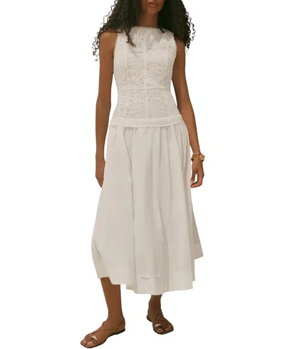 Mint Velvet Cotton Broderie Midi Dress In Multi