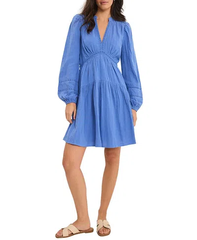 Mint Velvet Cotton Cheesecloth Mini Dress In Blue