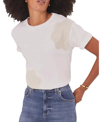 Mint Velvet Women's Cotton Crochet Detail T-shirt In White