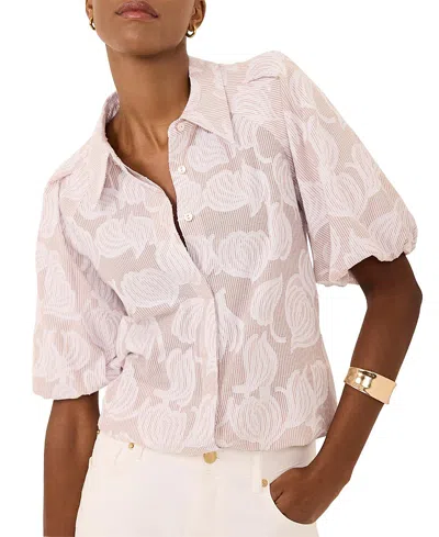 Mint Velvet Cotton Jacquard Shirt In Neutral