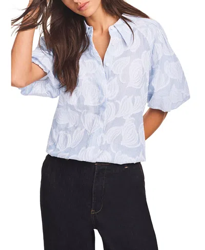 Mint Velvet Women's Cotton Jacquard Striped Shirt In Blue