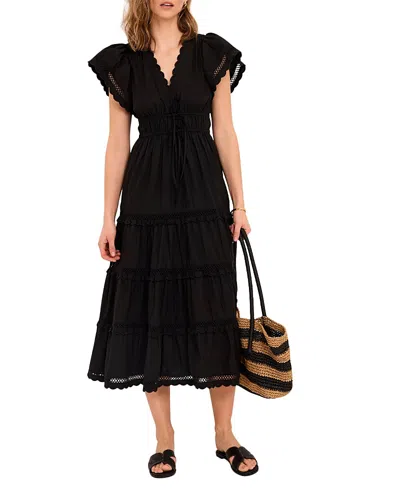 Mint Velvet Women's Cotton Ruffle Maxi Dress In Black