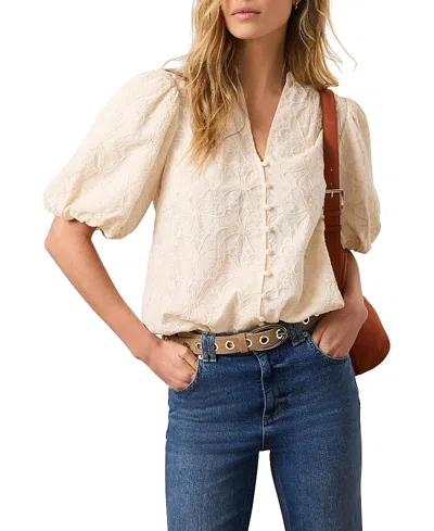 Mint Velvet Cotton Textured Floral Top In Multi