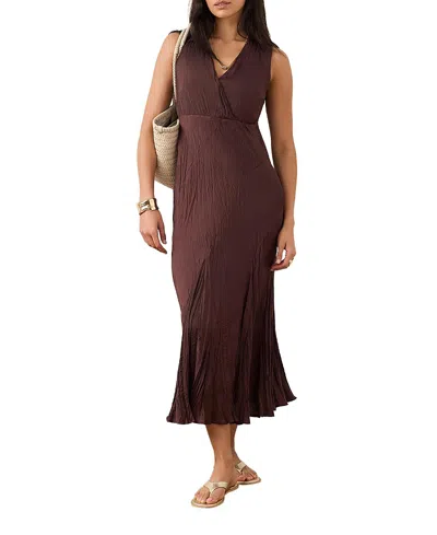 Mint Velvet Crinkle Maxi Dress In Burgundy