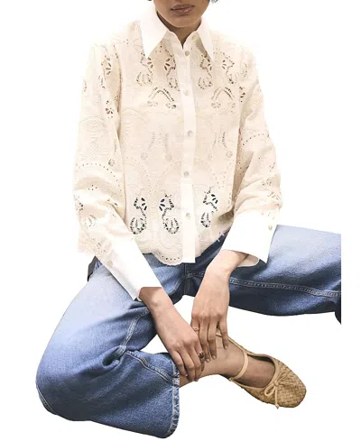 Mint Velvet Women's Crochet Cropped Shirt In White
