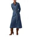 Mint Velvet Denim Belted Midi Shirt Dress In Blue