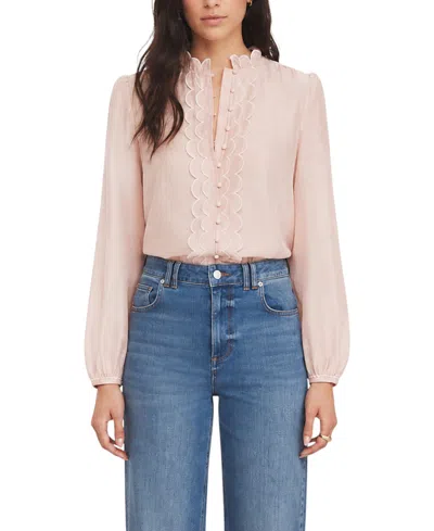 Mint Velvet Women's Embroidered Ruffle Blouse In Pink