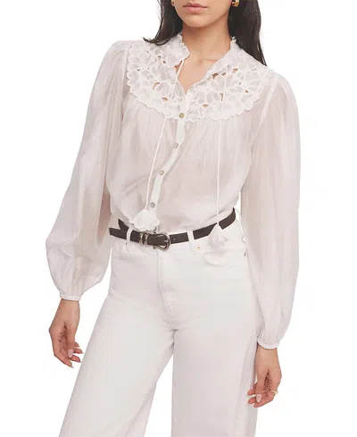 Mint Velvet Floral Cutwork Detail Blouse In White