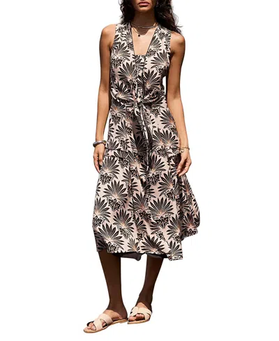 Mint Velvet Women's Floral Print Sleeveless Midi Dress In Black