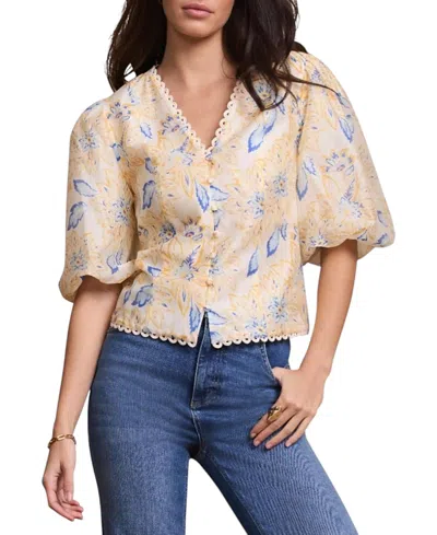 Mint Velvet Floral Puff Sleeve Blouse In Multi