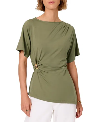Mint Velvet Women's Gathered Detail Top In Green