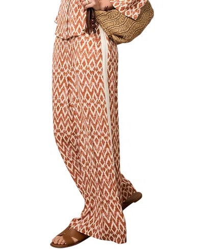 Mint Velvet Women's Geo Print Wide Leg Trousers In Brown