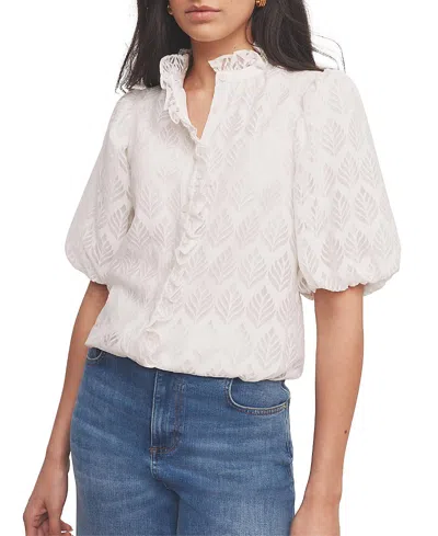 Mint Velvet Women's Jacquard Ruffle Blouse In White