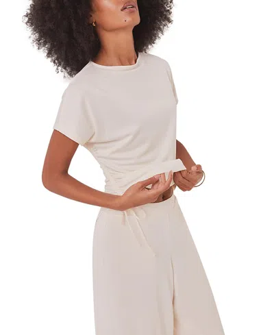 Mint Velvet Women's Jersey Ruched Tie Detail Top In Neutral