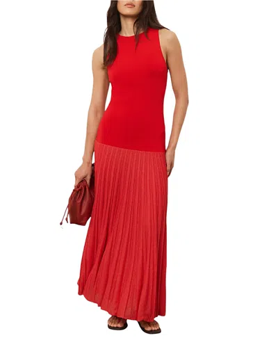 Mint Velvet Women's Knit Pleated Maxi Dress In Red