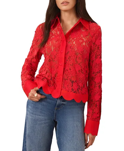Mint Velvet Lace Cropped Shirt In Red